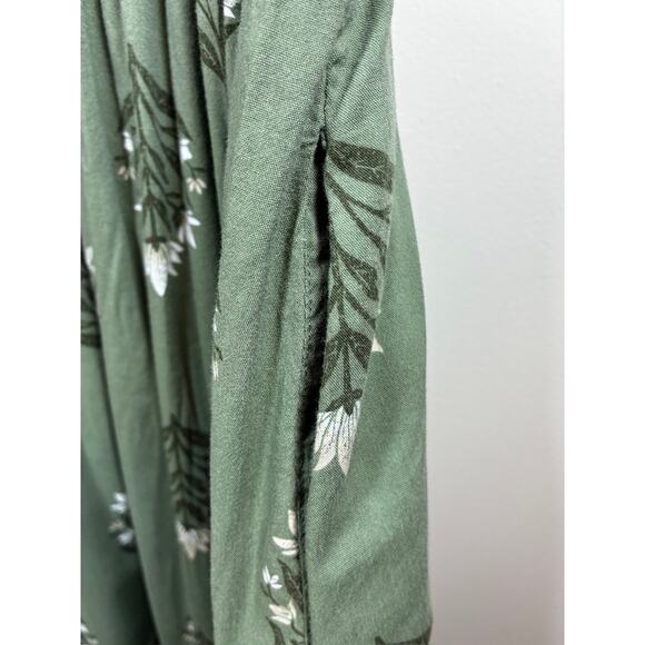 Old Navy Maxi Dress XL Green Forest Fairy Cottagecore Peasant Flowy Cotton Boho - Picture 3 of 7
